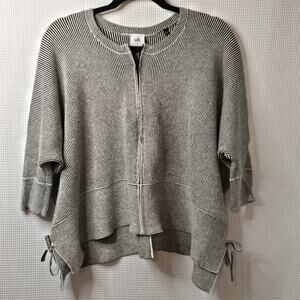 CAbi Striped Knit Cardigan Sweater Size Small Open Front Tie Hem